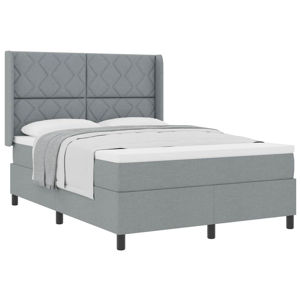 Lit à ressorts avec matelas Gris clair 140 x 190 cm tissu