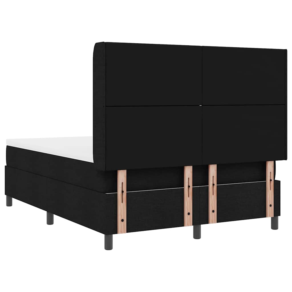 Lit à ressorts avec matelas Noir 140 x 190 cm tissu