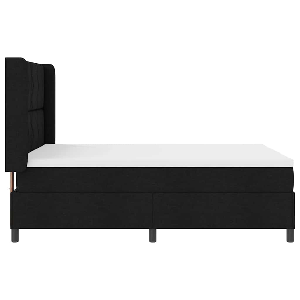 Lit à ressorts avec matelas Noir 140 x 190 cm tissu