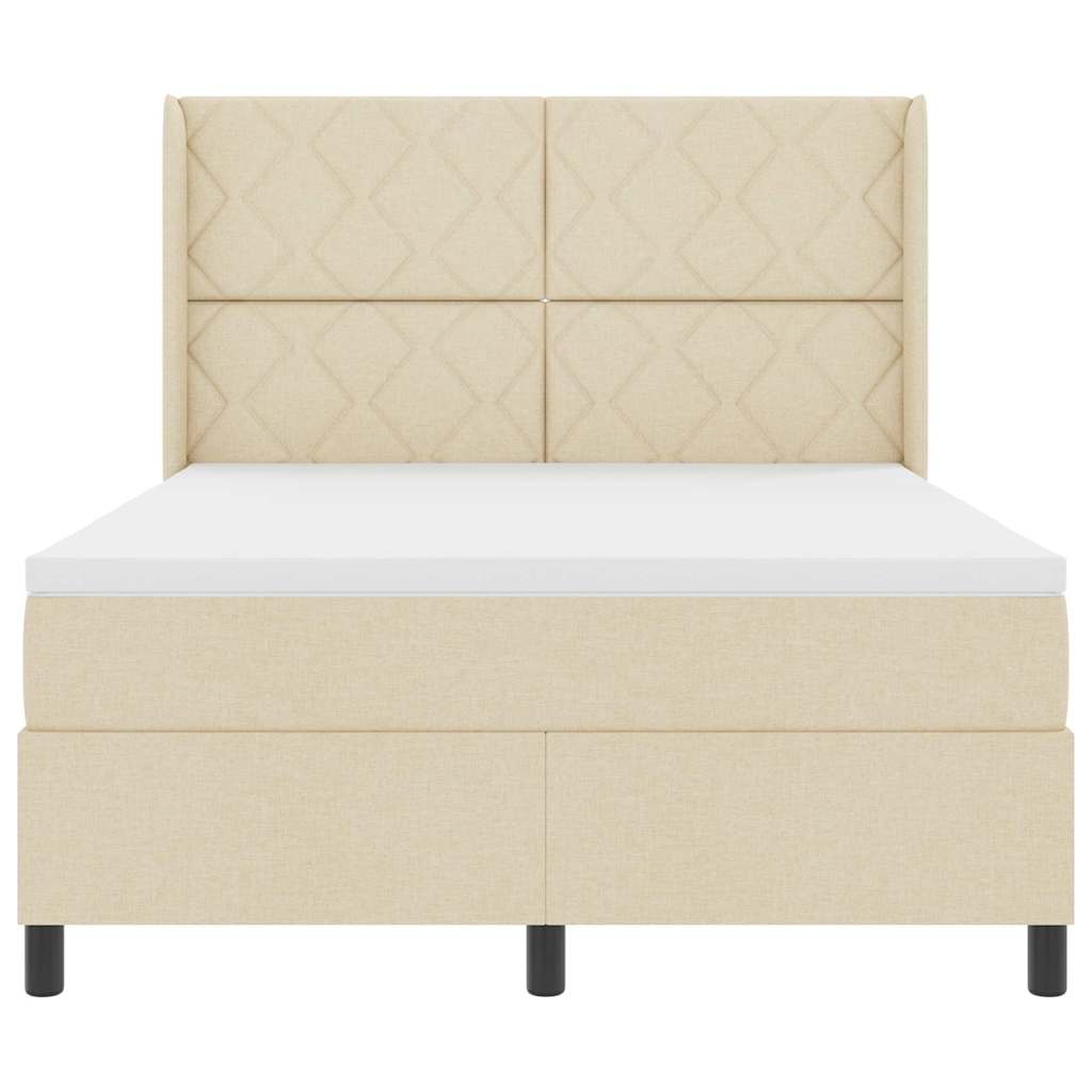 Lit à ressorts avec coussin Crème 190 x 140 cm tissu