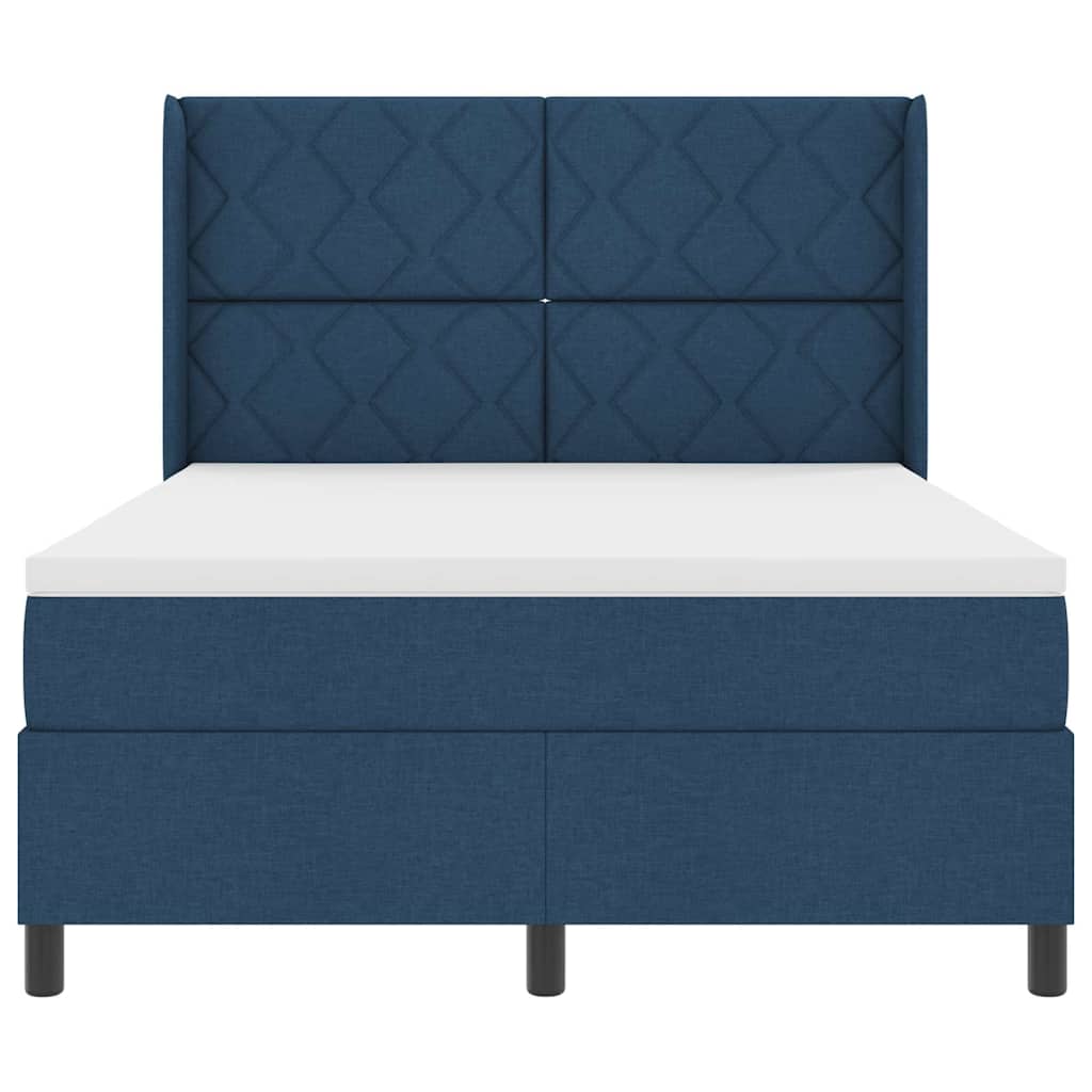Lit à ressorts avec coussin Bleu 200 x 140 cm tissu