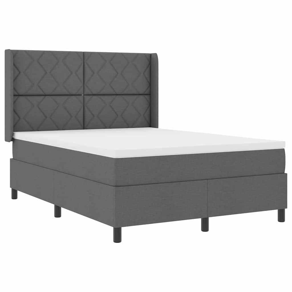 Lit à ressorts avec matelas Gris foncé 160 x 200 cm tissu