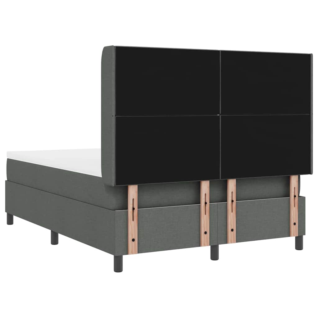 Lit à ressorts avec matelas Gris foncé 160 x 200 cm tissu
