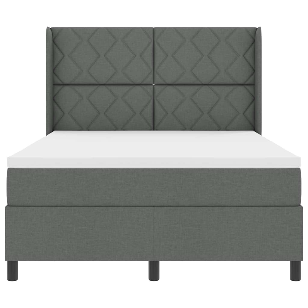 Lit à ressorts avec matelas Gris foncé 160 x 200 cm tissu