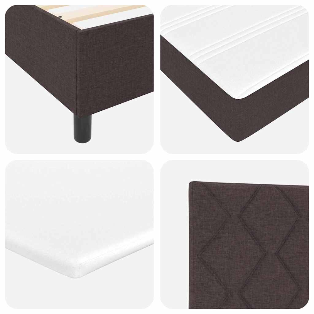 Lit à ressorts avec matelas Marron foncé 160 x 200 cm tissu