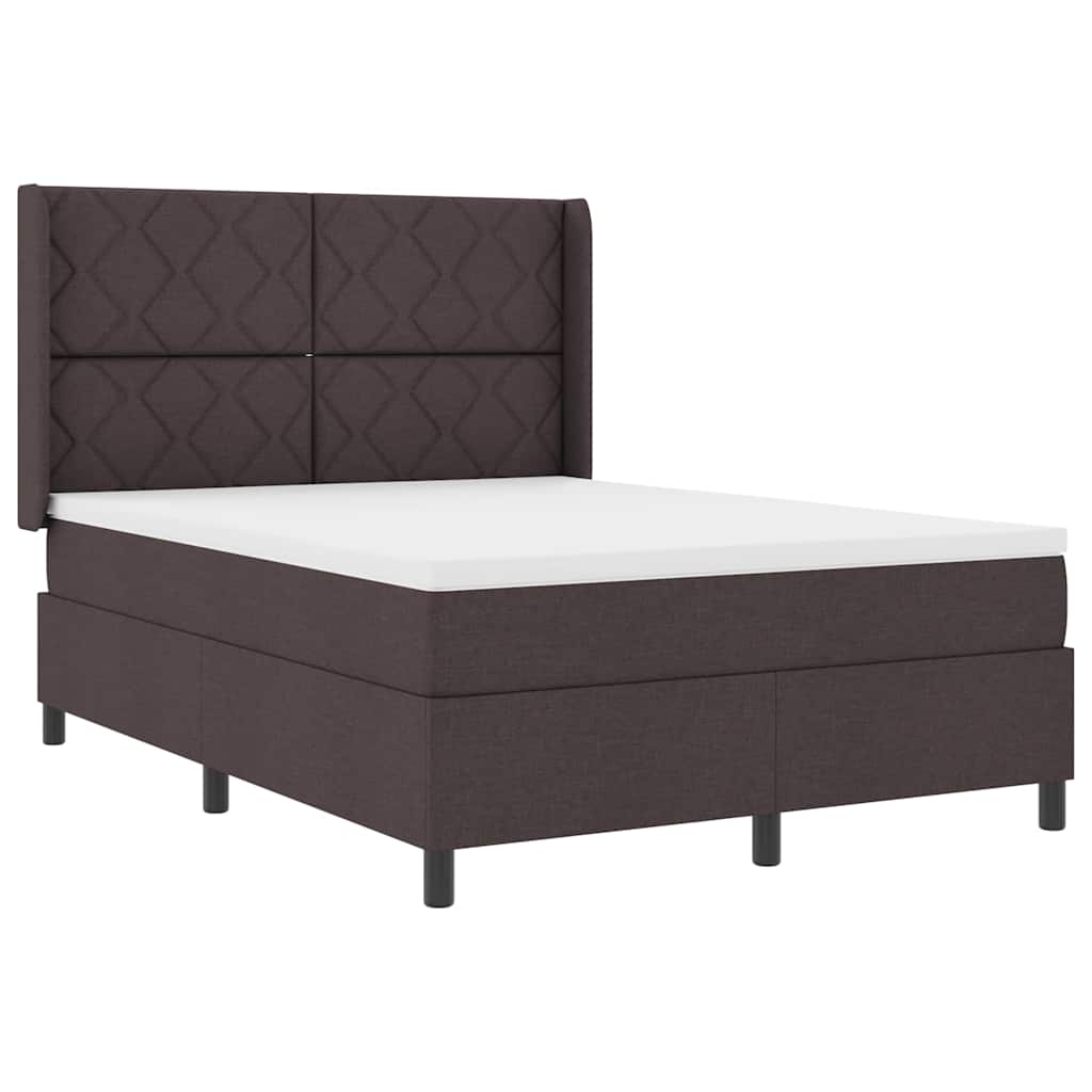 Lit à ressorts avec matelas Marron foncé 160 x 200 cm tissu
