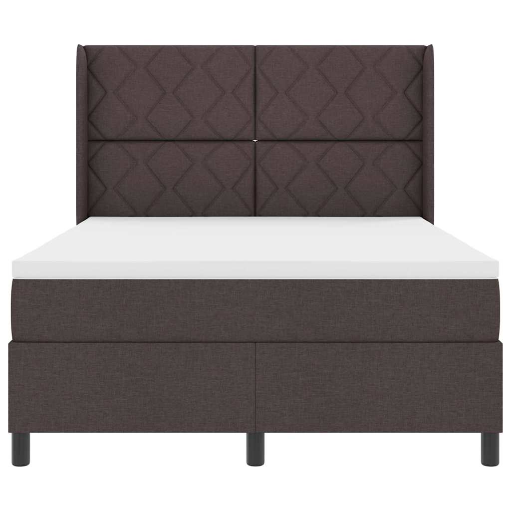 Lit à ressorts avec matelas Marron foncé 160 x 200 cm tissu