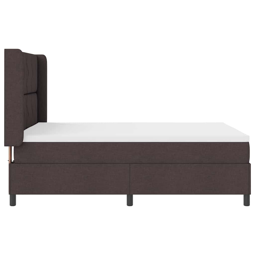 Lit à ressorts avec matelas Marron foncé 160 x 200 cm tissu