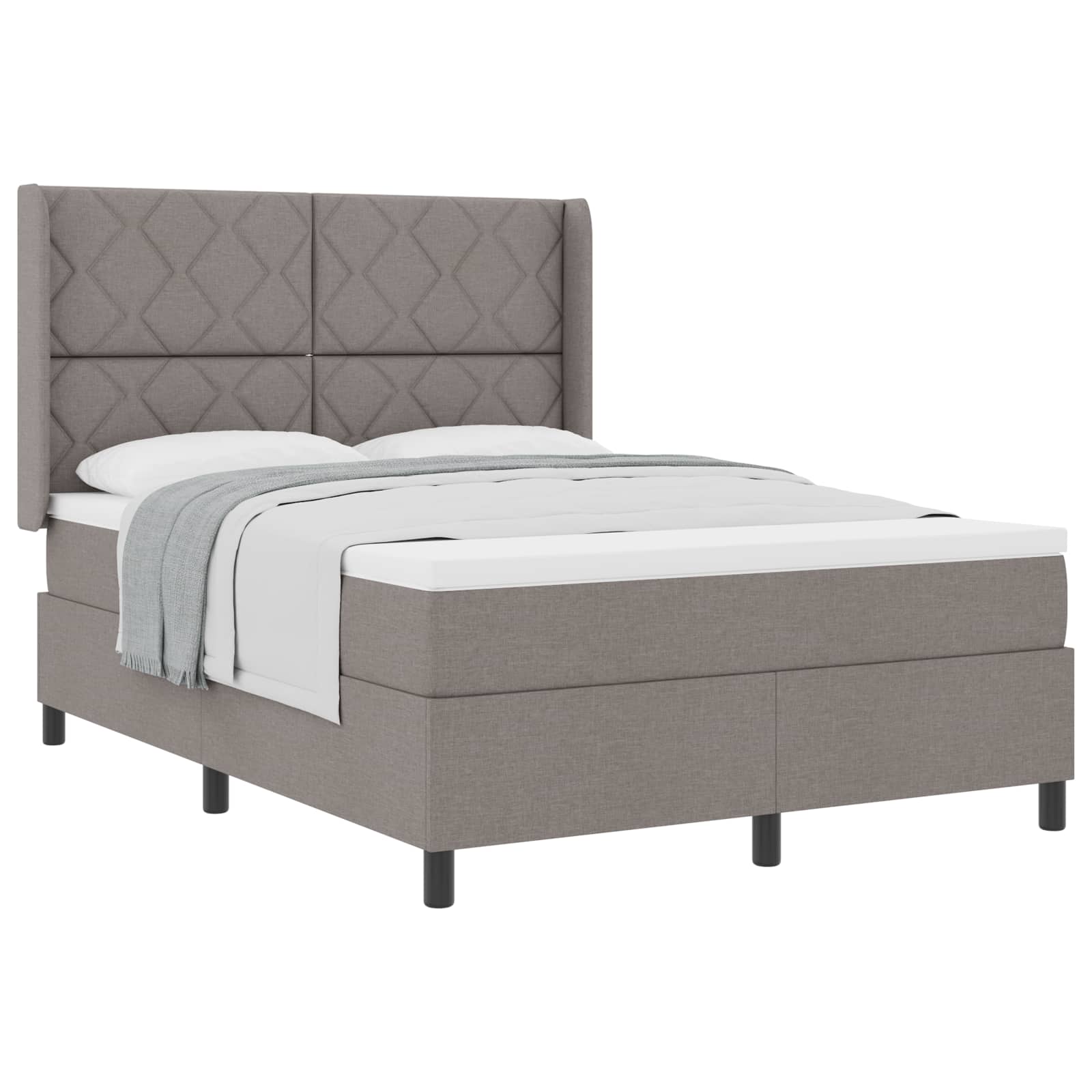 Lit à ressorts avec matelas Taupe 200 x 160 cm tissu - XIOS
