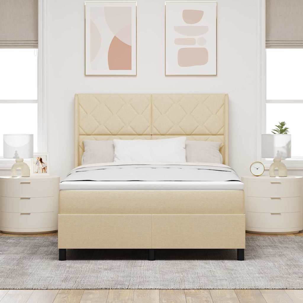 Lit à ressorts avec matelas Crème 160 x 200 cm tissu - XIOS