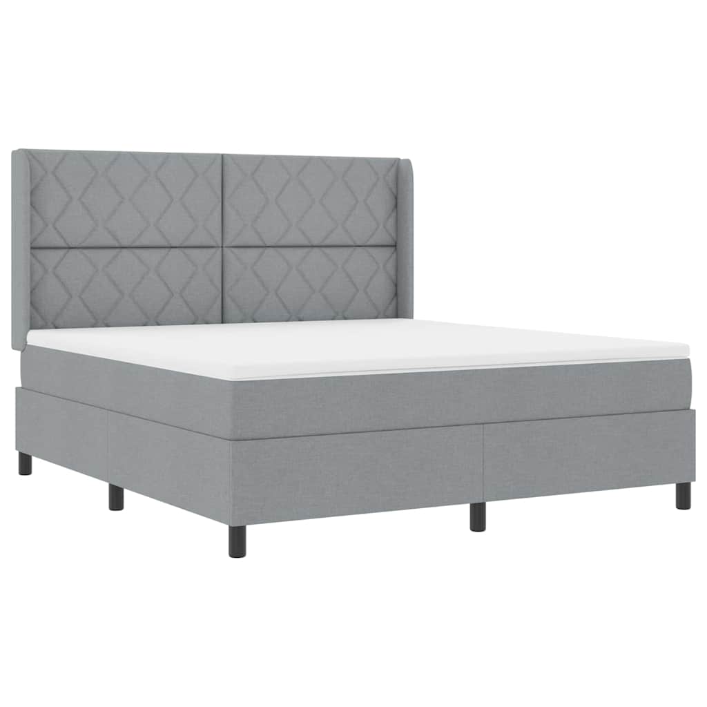 Lit à ressorts avec matelas Gris clair 180 x 200 cm tissu