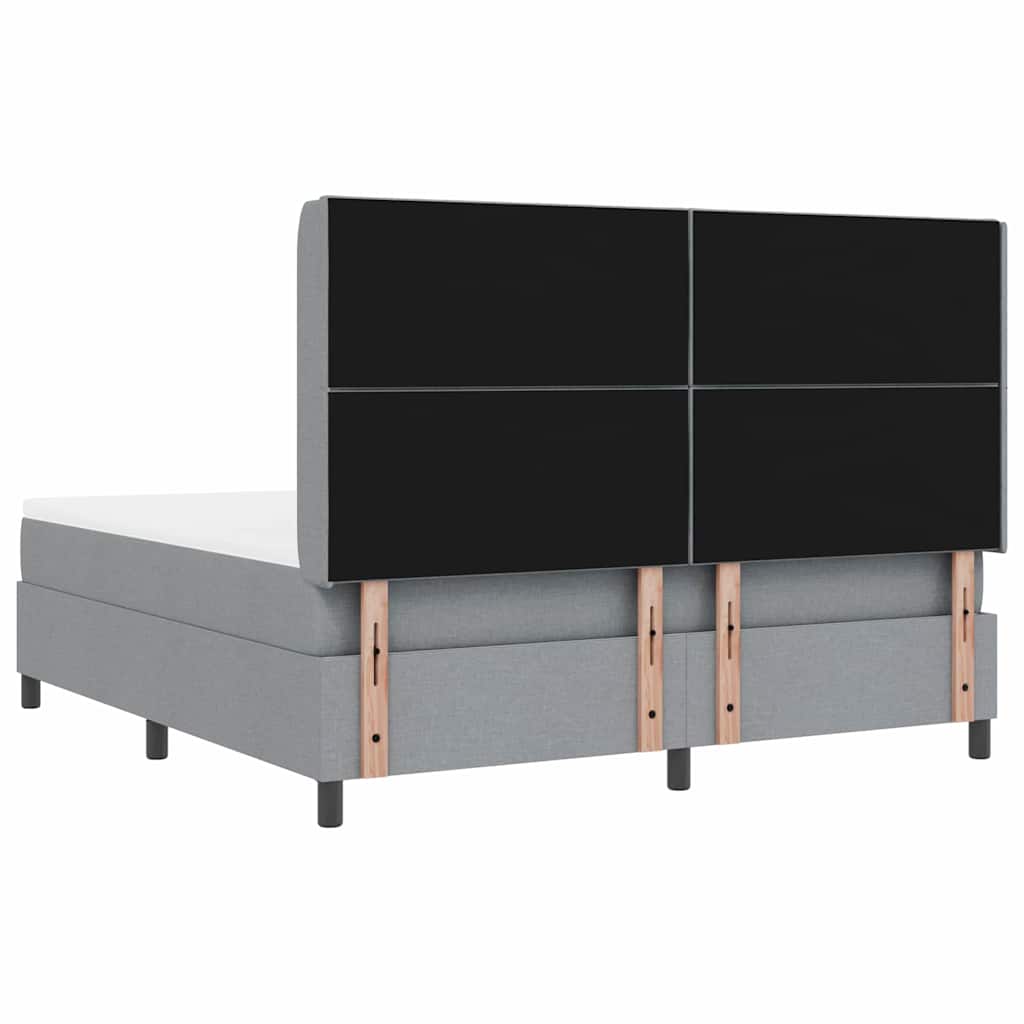 Lit à ressorts avec matelas Gris clair 180 x 200 cm tissu
