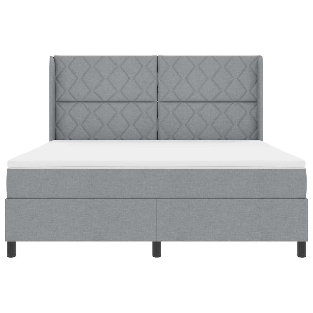 Lit à ressorts avec matelas Gris clair 180 x 200 cm tissu
