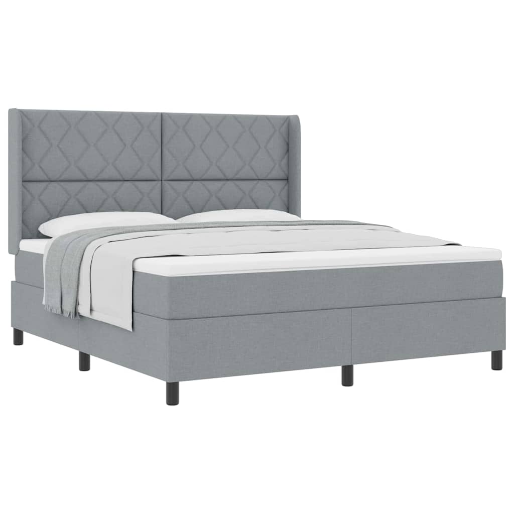 Lit à ressorts avec matelas Gris clair 180 x 200 cm tissu