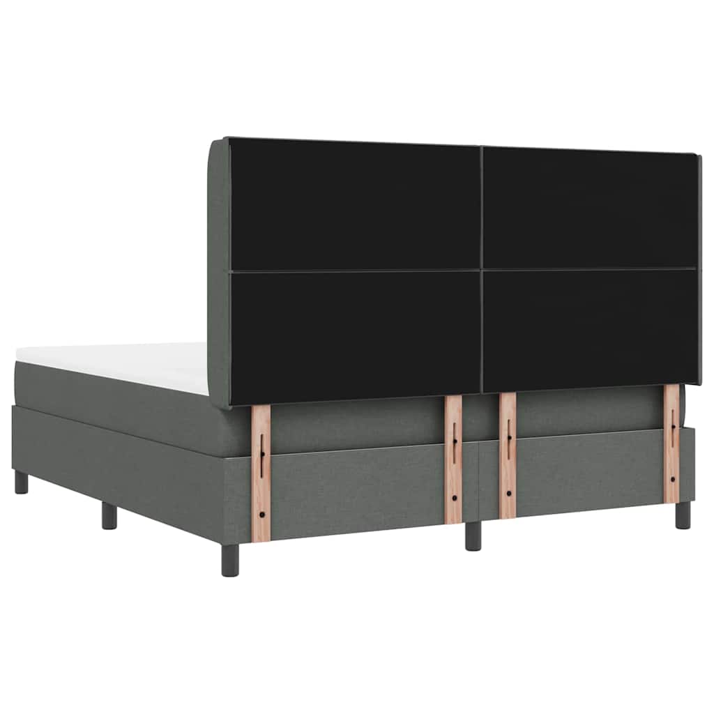 Lit à ressorts avec matelas Gris foncé 180 x 200 cm tissu