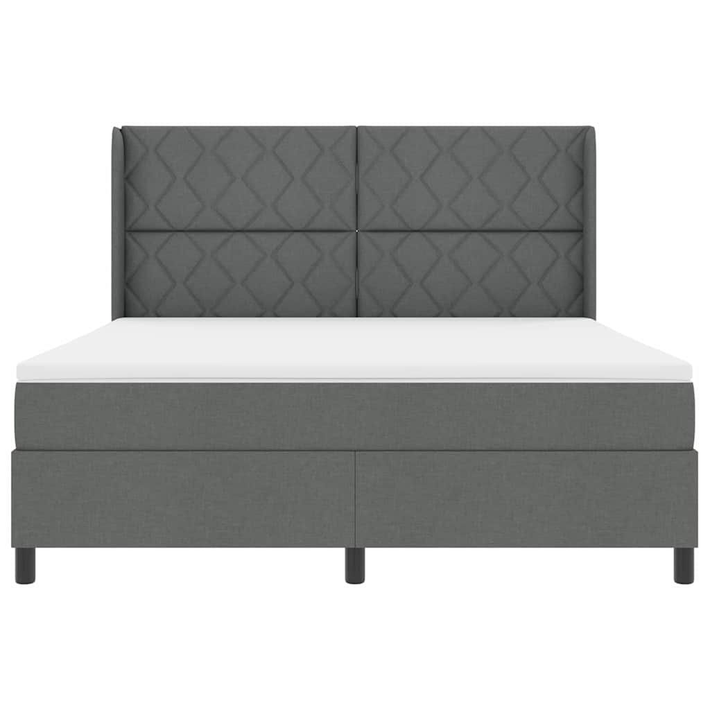 Lit à ressorts avec matelas Gris foncé 180 x 200 cm tissu