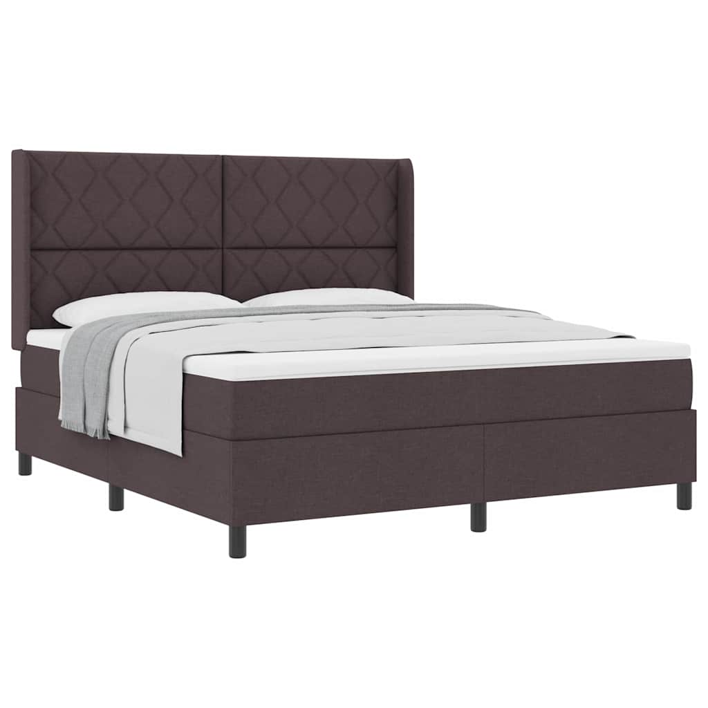 Lit à ressorts avec matelas Marron foncé 180 x 200 cm tissu - XIOS
