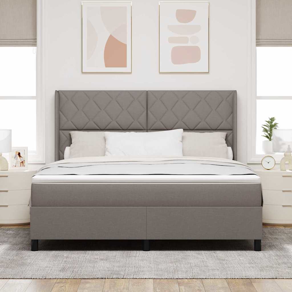 Lit à ressorts avec matelas Taupe 180 x 200 cm tissu - XIOS