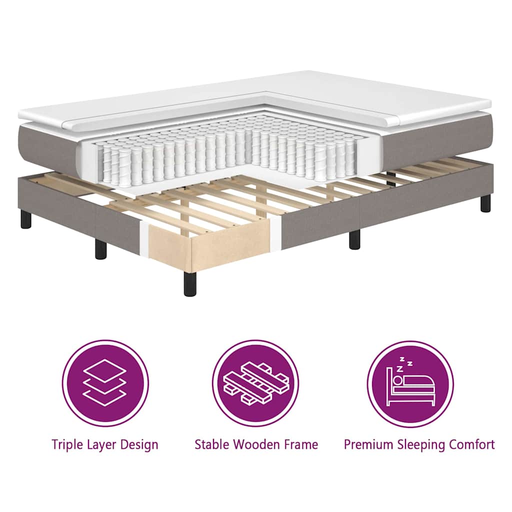 Lit à ressorts avec matelas Taupe 180 x 200 cm tissu - XIOS