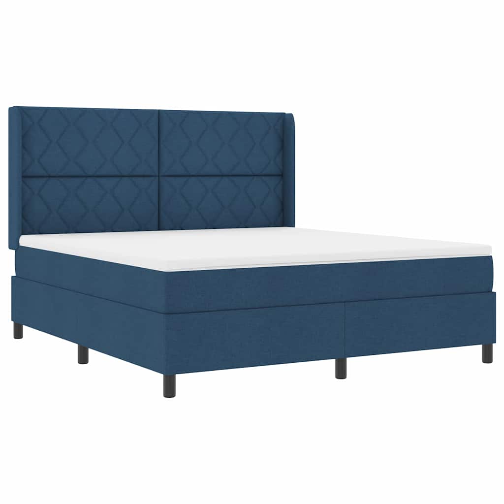 Lit à ressorts avec matelas Bleu 180 x 200 cm tissu