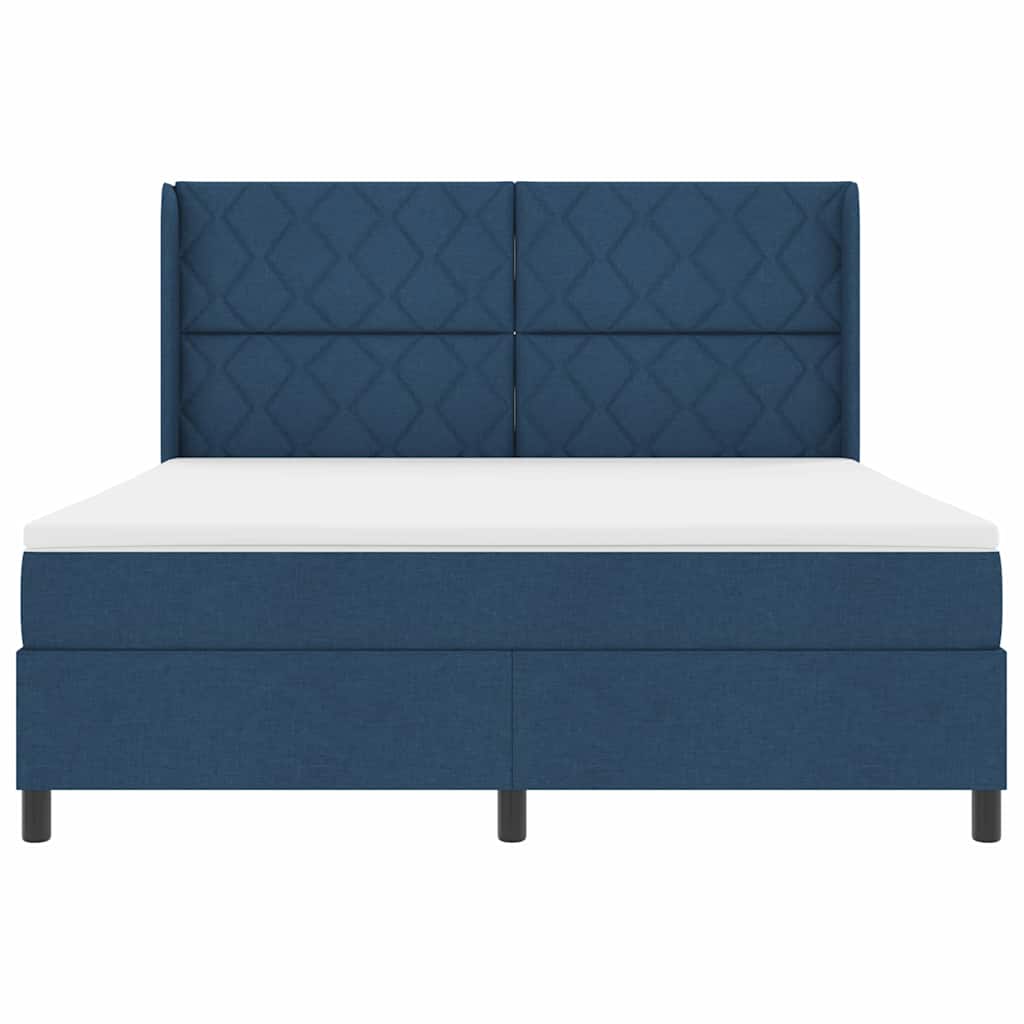 Lit à ressorts avec matelas Bleu 180 x 200 cm tissu