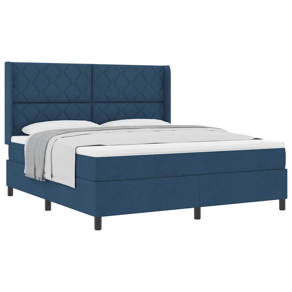 Lit à ressorts avec matelas Bleu 180 x 200 cm tissu