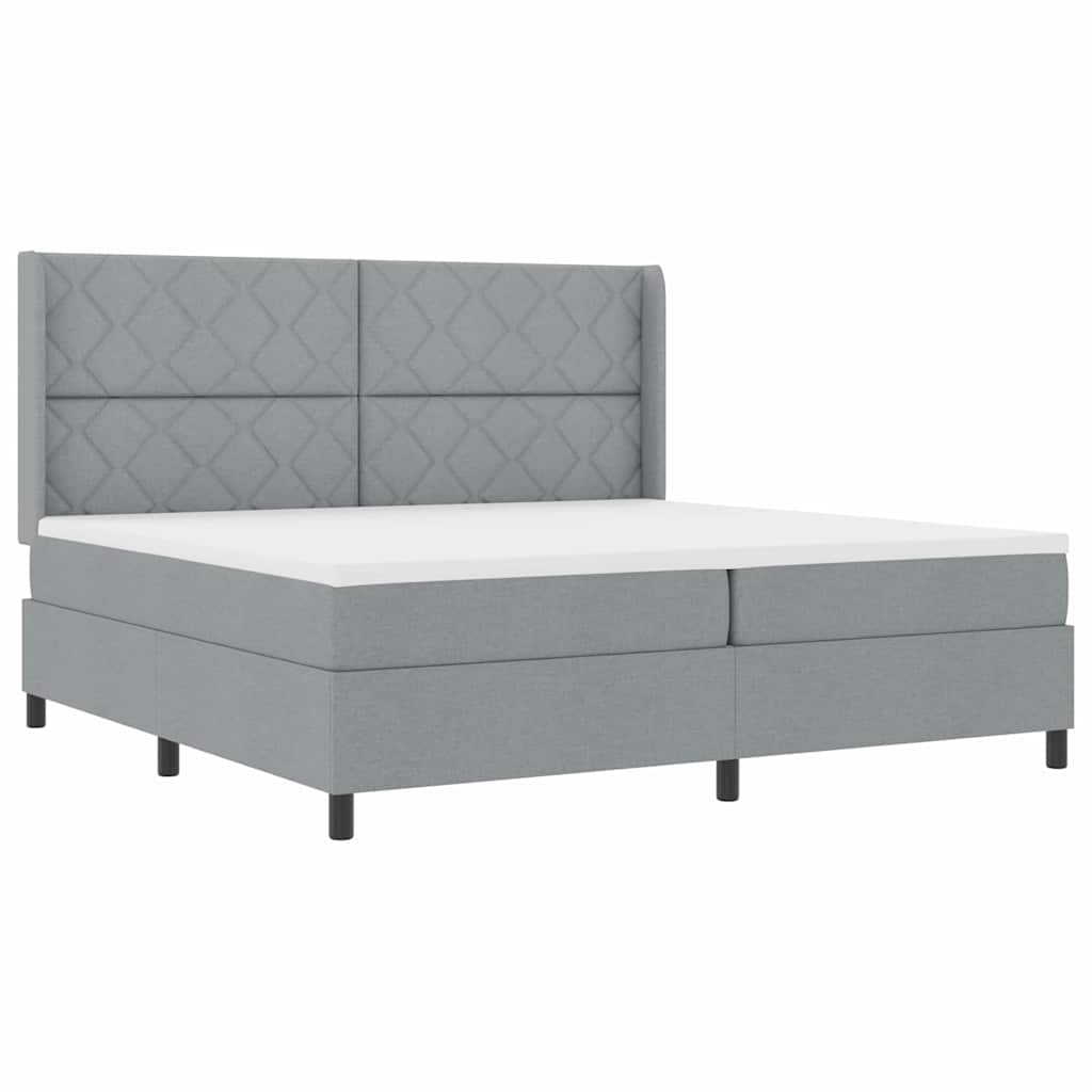 Lit à ressorts avec matelas Gris clair 200 x 200 cm tissu