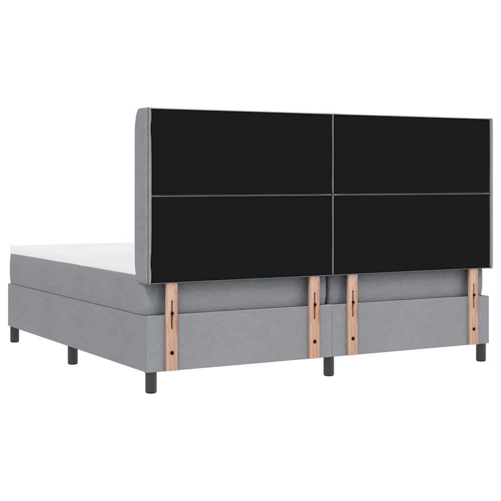 Lit à ressorts avec matelas Gris clair 200 x 200 cm tissu