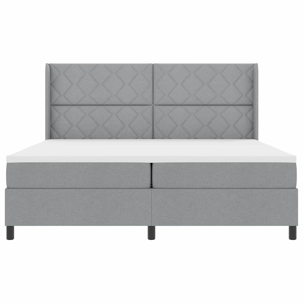 Lit à ressorts avec matelas Gris clair 200 x 200 cm tissu