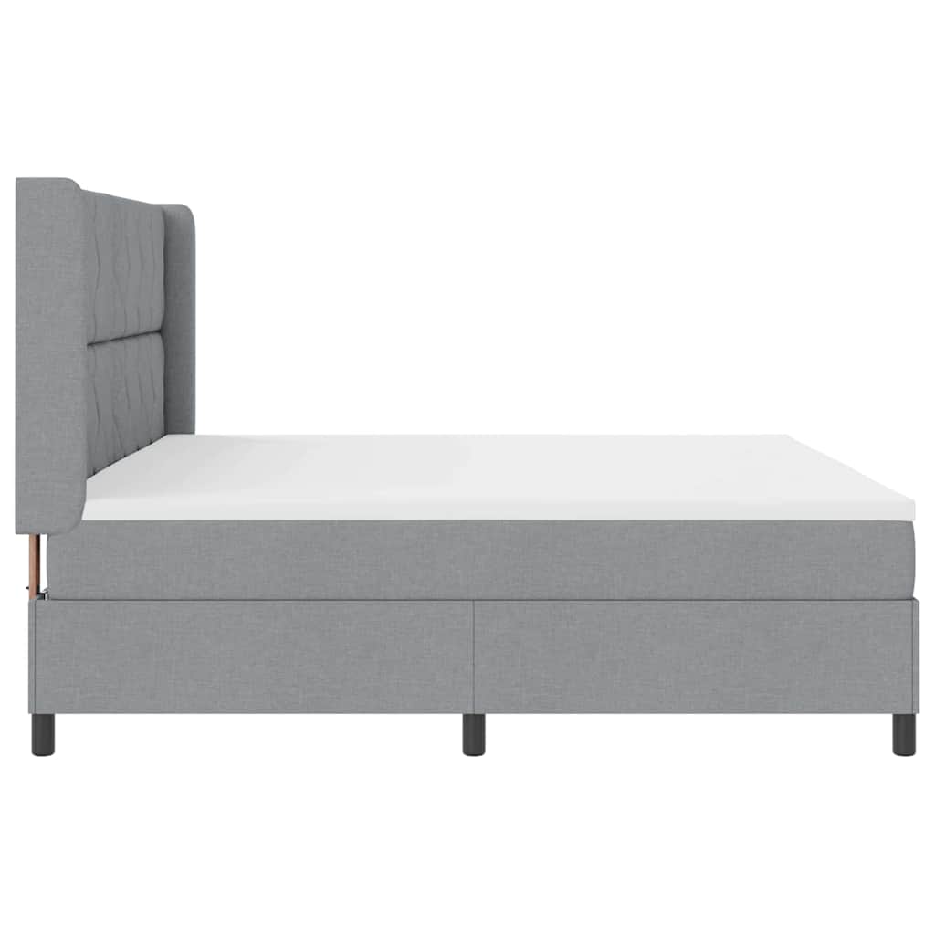 Lit à ressorts avec matelas Gris clair 200 x 200 cm tissu