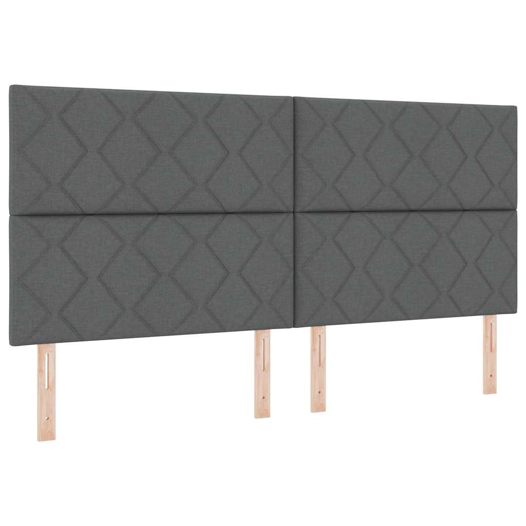 Lit à ressorts avec matelas Gris foncé 200 x 200 cm tissu