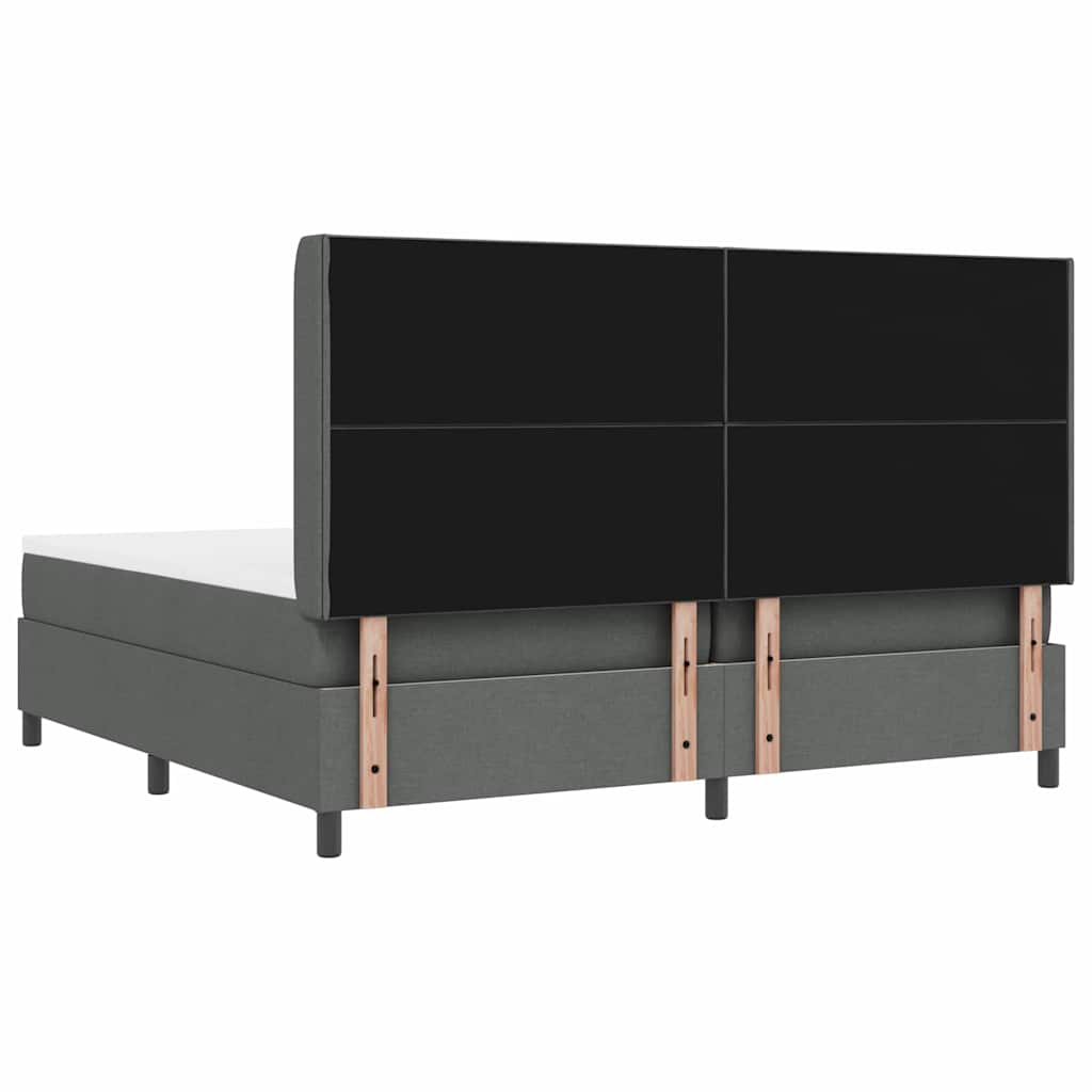 Lit à ressorts avec matelas Gris foncé 200 x 200 cm tissu