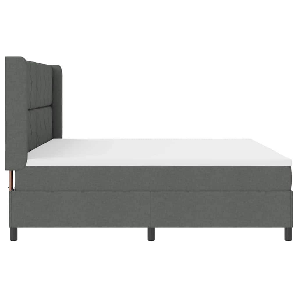 Lit à ressorts avec matelas Gris foncé 200 x 200 cm tissu