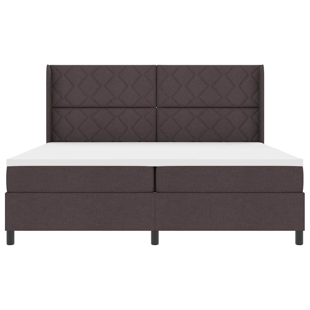 Lit à ressorts avec matelas Marron foncé 200 x 200 cm tissu