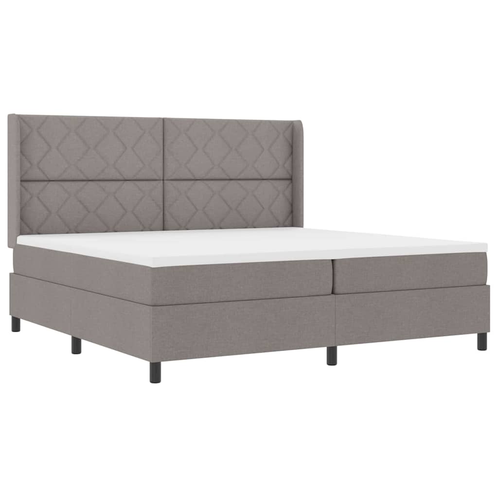 Lit à ressorts avec matelas Taupe 200 x 200 cm tissu