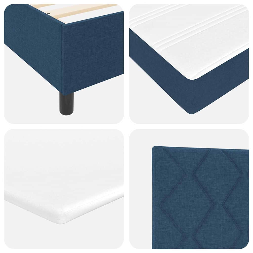 Lit à ressorts avec matelas Bleu 200 x 200 cm tissu