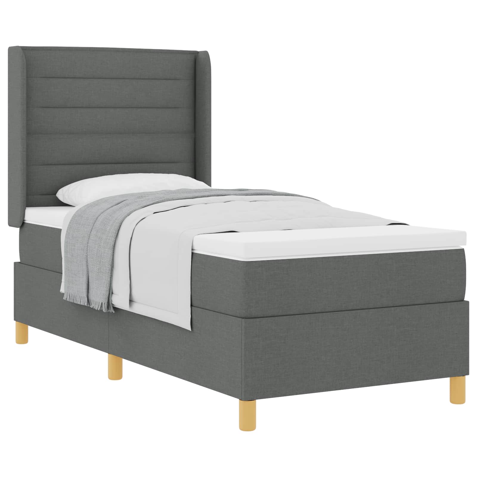 Lit à ressorts avec matelas Gris foncé 90 x 190 cm tissu - XIOS