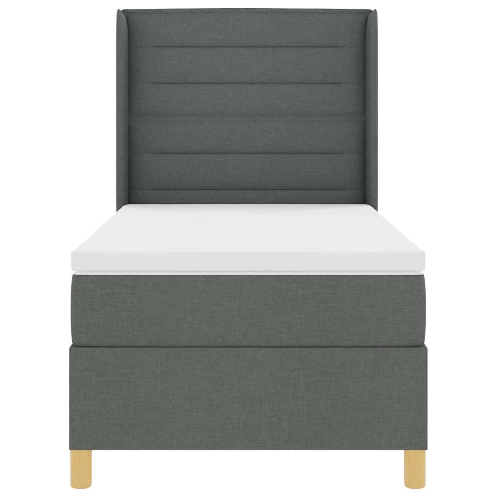 Lit à ressorts avec matelas Gris foncé 90 x 190 cm tissu - XIOS