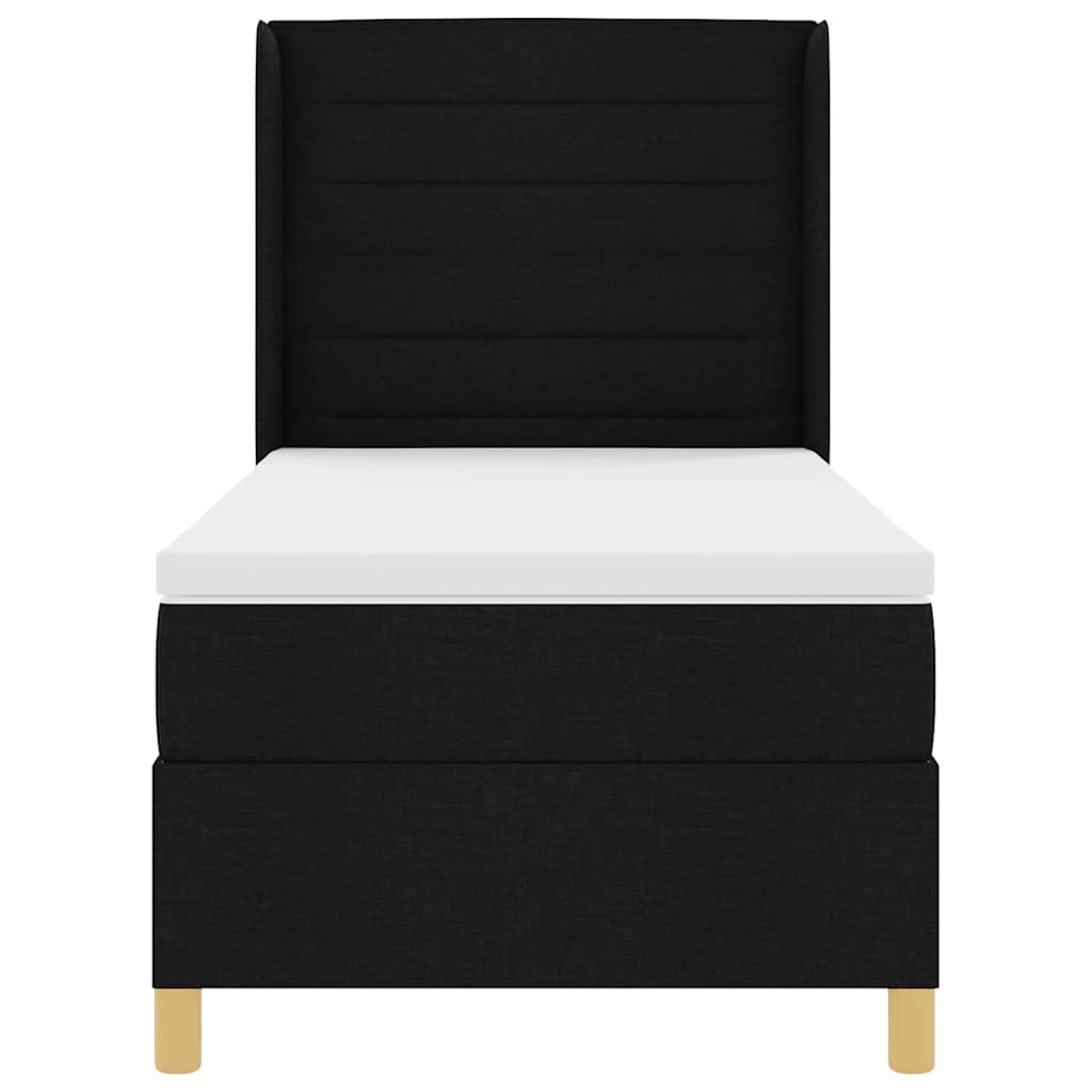 Lit à ressorts avec matelas Noir 90 x 200 cm tissu - XIOS