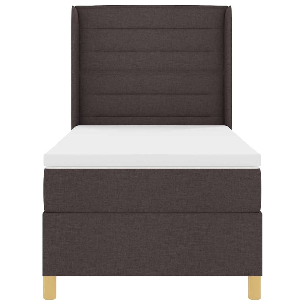 Lit à ressorts avec matelas Marron foncé 90 x 200 cm tissu - XIOS