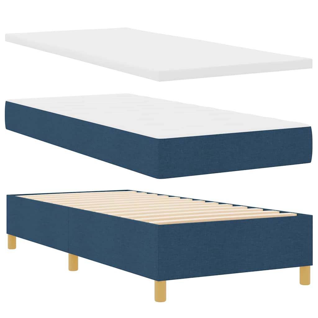 Lit à ressorts avec matelas Bleu 90 x 200 cm tissu - XIOS