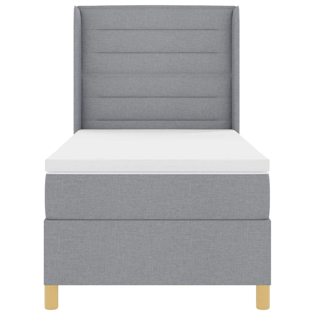 Lit à Ressorts avec matelas Gris clair 100 x 200 cm tissu - XIOS