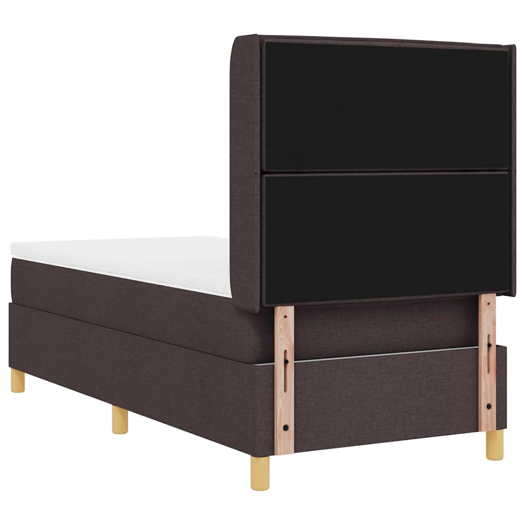 Lit à ressorts avec matelas Marron foncé 100 x 200 cm tissu - XIOS