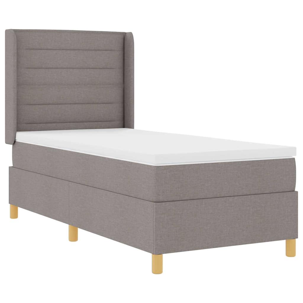Lit à ressorts avec matelas Taupe 100 x 200 cm tissu - XIOS
