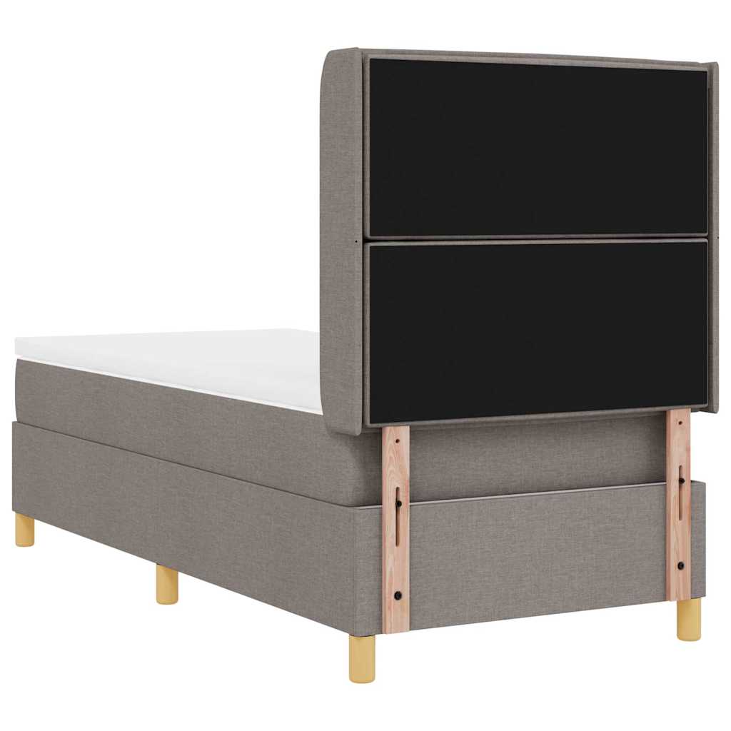 Lit à ressorts avec matelas Taupe 100 x 200 cm tissu - XIOS