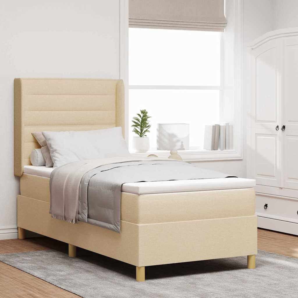 Lit à ressorts avec matelas Crème 100 x 200 cm tissu - XIOS