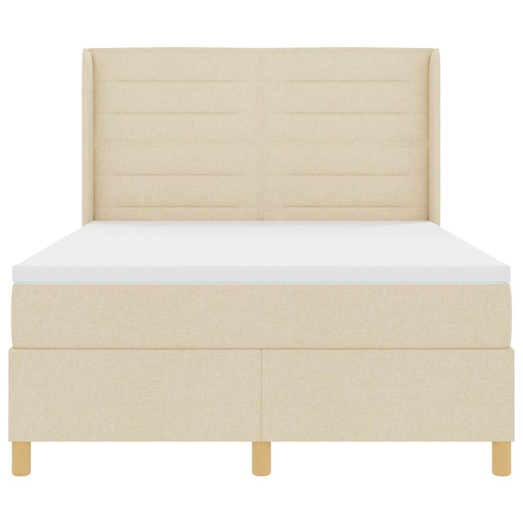 Lit à ressorts avec matelas Crème 140 x 190 cm tissu - XIOS
