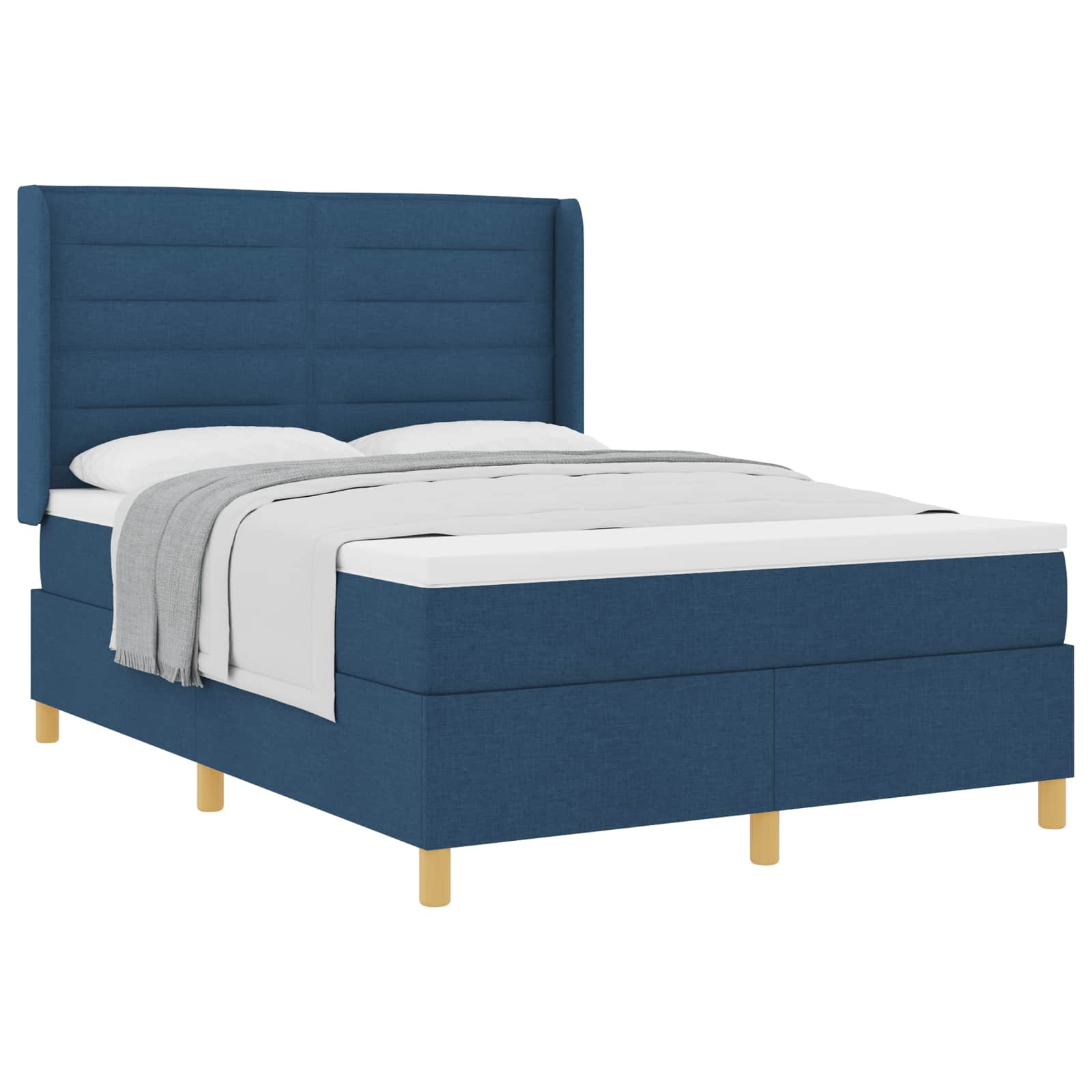Lit à ressorts avec matelas Bleu 140 x 190 cm tissu - XIOS