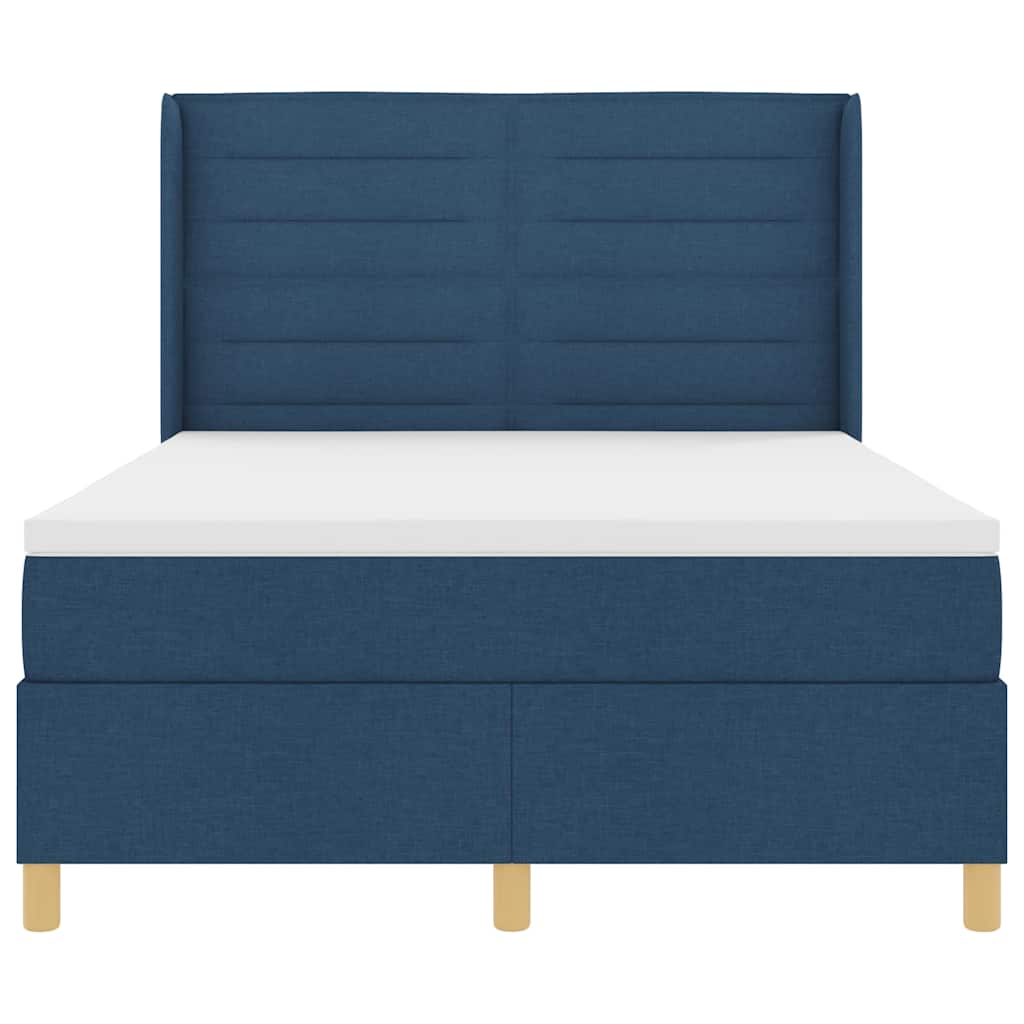 Lit à ressorts avec matelas Bleu 140 x 200 cm tissu - XIOS