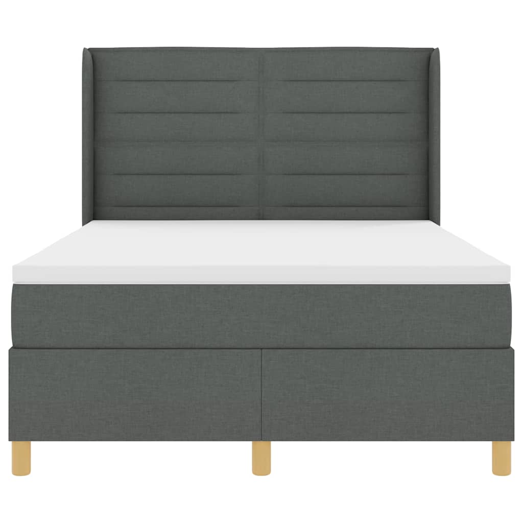 Lit à ressorts avec matelas Gris foncé 160 x 200 cm tissu - XIOS